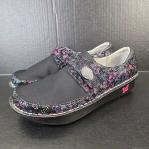 Alegria by PG Lite Debra‎ DEN-489 Wildflower Clog Shoes Womens 43 Black Floral